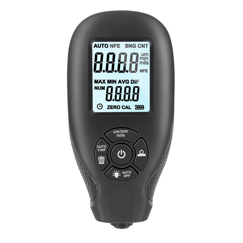 مقياس السماكة 0-2000 ميكرون أسود - مقياس سماكة رقمي مع شاشة LCD سهلة التشغيل لاختبار طلاء السيارات وقياس الأسطح المعدنية - Image 1