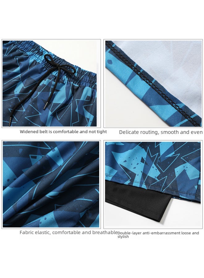 Loquat Swimming Trunks Men's 2023 Arrival Anti-embarrassment Boys Large Size Loose Swimming Equipment Quick-drying Hot Spring Beach Swimming Trunks-Color:Blue Covering Hands- - Image 5