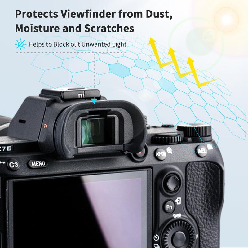 JJC Camera Eyecup Eyepiece Viewfinder for Sony A7 III A7 II A7 A7R IV A7R III A7S II A7S A99 II A9 A58 Camera, Soft Silicone Eye Cup Replacement of Sony FDA-EP18 (2 Pack) - Image 3