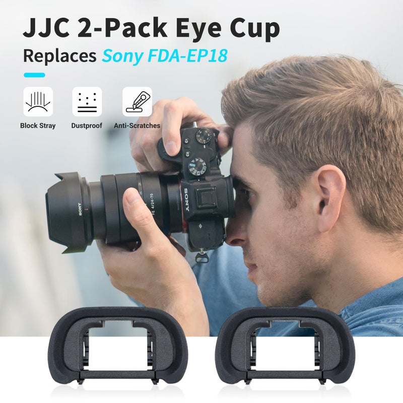 JJC Camera Eyecup Eyepiece Viewfinder for Sony A7 III A7 II A7 A7R IV A7R III A7S II A7S A99 II A9 A58 Camera, Soft Silicone Eye Cup Replacement of Sony FDA-EP18 (2 Pack) - Image 2