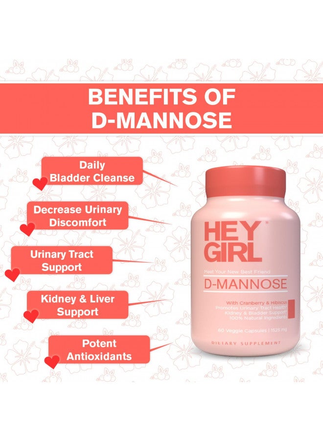 HEY GIRL NUTRITION D Mannose Capsules   Fast Acting Uti Supplement   Cleanse & Flush Impurities   With Natural D Mannose Powder, Cranberry, Hibiscus & Dandelion   Alternative To Cranberry For Women, 60 Capsules - Image 3