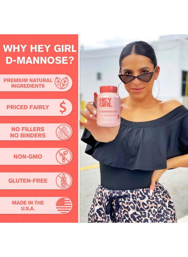 HEY GIRL NUTRITION D Mannose Capsules   Fast Acting Uti Supplement   Cleanse & Flush Impurities   With Natural D Mannose Powder, Cranberry, Hibiscus & Dandelion   Alternative To Cranberry For Women, 60 Capsules - Image 2