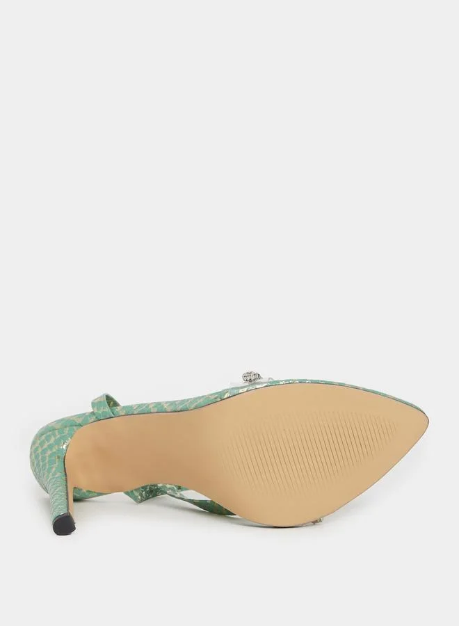 Take Two Embellished Transparent Strap Stiletto Heel Sandals by Styli