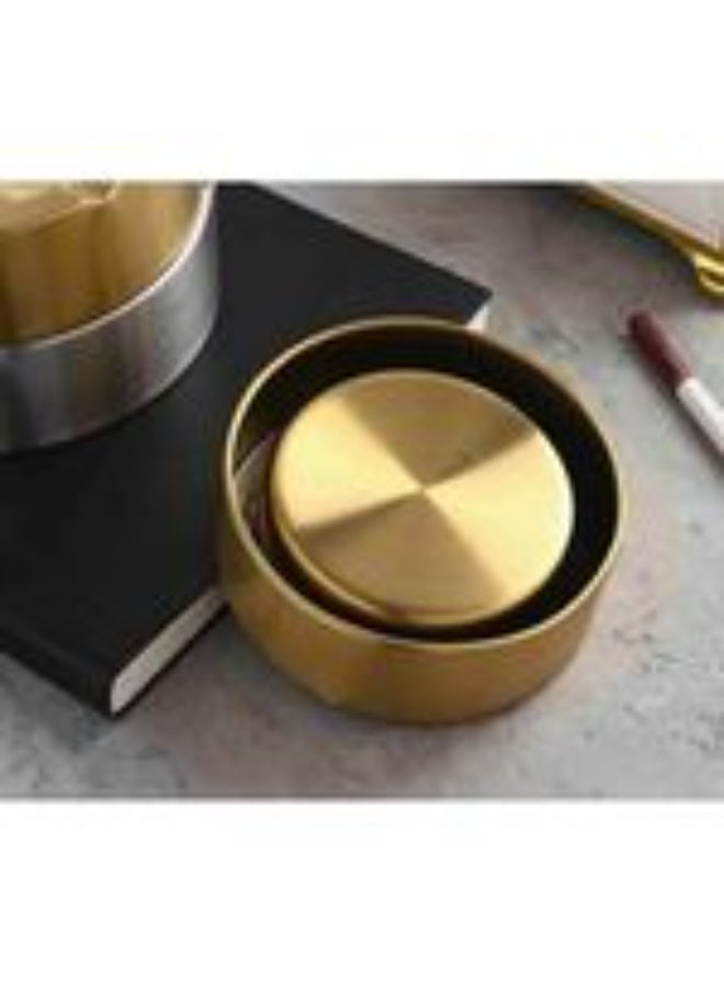 Round Metal Cigarette Ashtray in Gold Stainless Steel - Image 2