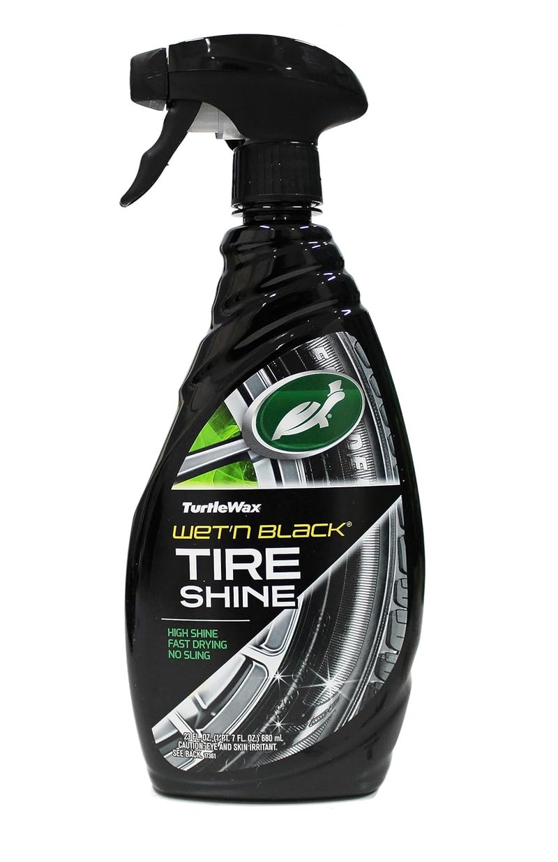 Turtle Wax Wet 'N' Black Tyre Dressing, 680ml, Pack of 1, High Shine, Fast Drying Tyre Polish, Leaves Your Tyres and Trims With a Black, Wet Look. High Shine Finish