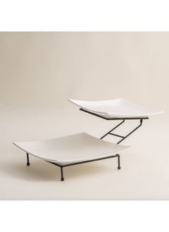 La Mesa La mesa 2 tier plate set with black stand  - Image 2