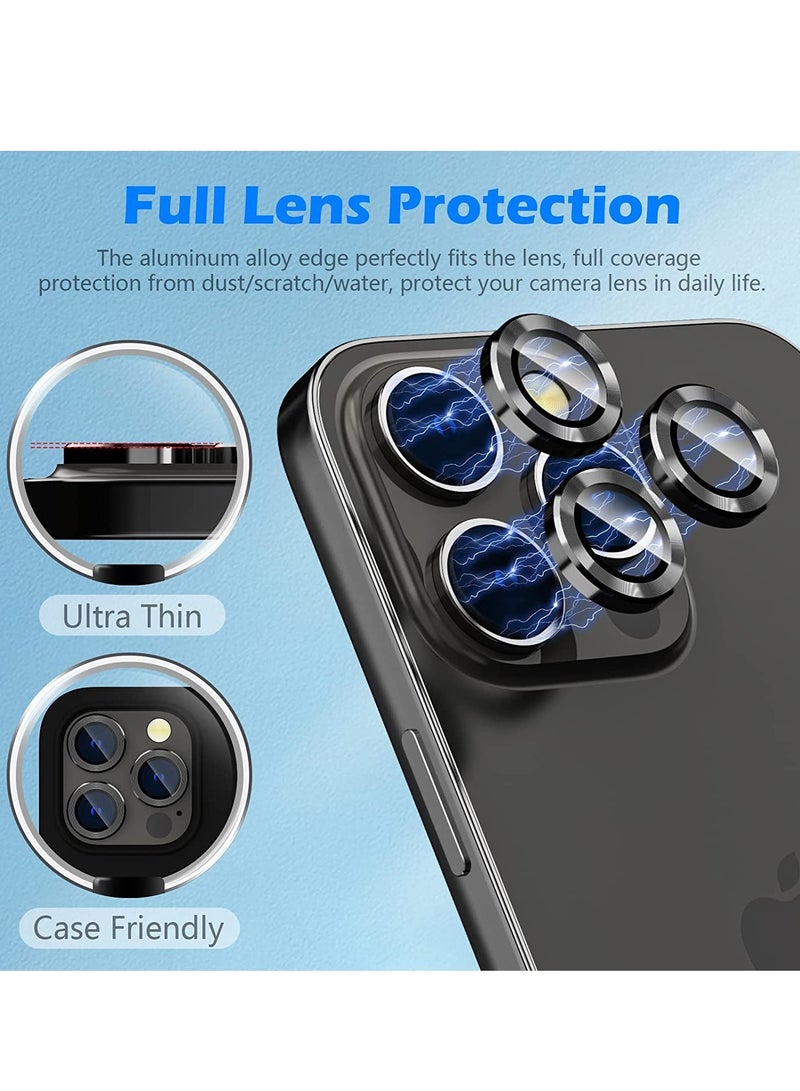 ELTRAZONE Camera Lens Protector for iPhone 14 Pro/iPhone 14 Pro Max, Alloy Metal Individual Ring, Anti Scratch HD Tempered Glass Lens Screen Protector Cover Film, Case Friendly, Black - Image 5