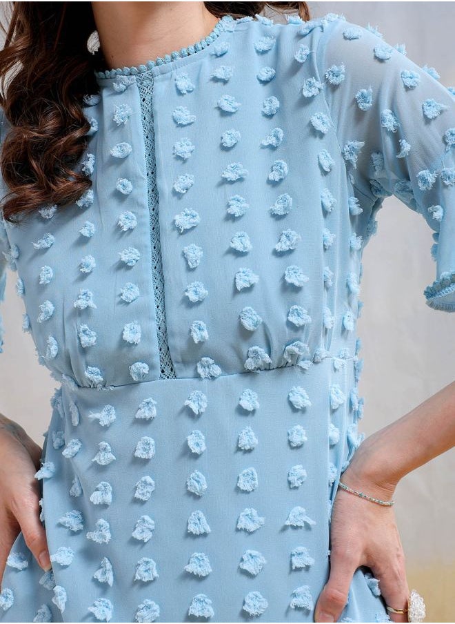 Freehand Women Fit and Flared Casual Textured Mini Dress  - Image 4