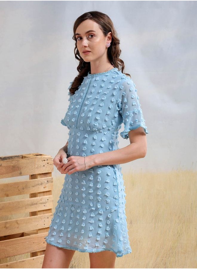 Freehand Women Fit and Flared Casual Textured Mini Dress  - Image 3