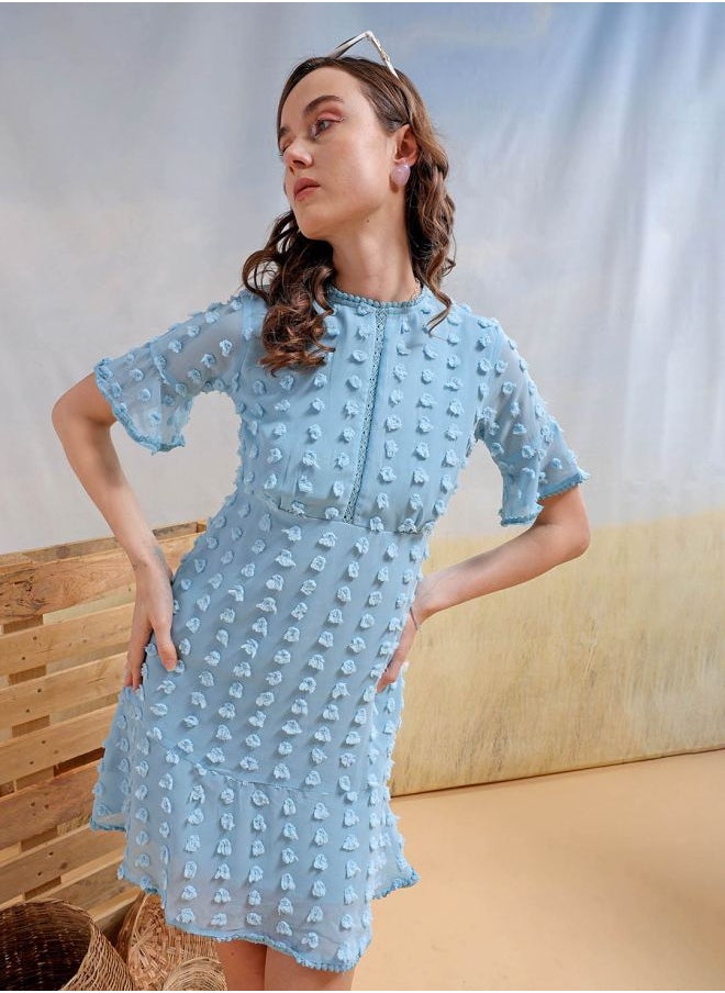 Freehand Women Fit and Flared Casual Textured Mini Dress  - Image 5