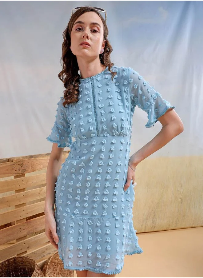 Freehand Women Fit and Flared Casual Textured Mini Dress