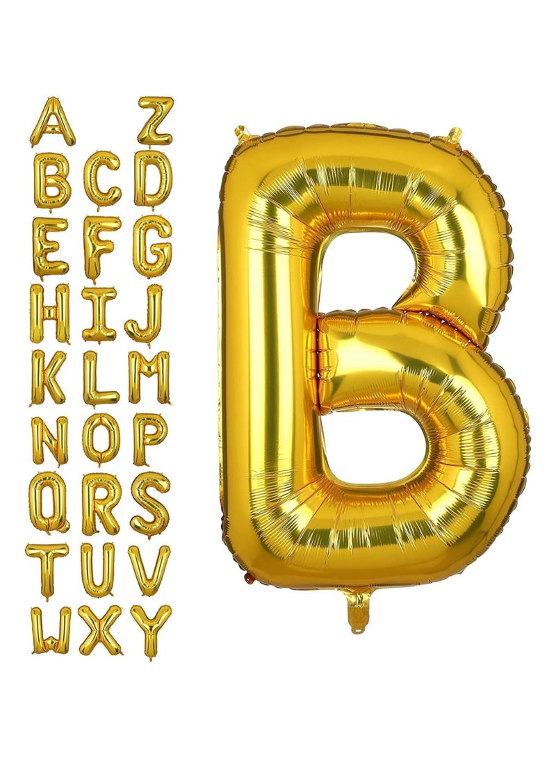 جولد إيدج بالونات هيليوم من رقائق معدنية ذهبية عملاقة مقاس 32 بوصة على شكل حرف B، بالون مايلر كبير واحد، مستلزمات تزيين حفلات أعياد الميلاد وحفلات استقبال المولود (ذهبي B) - Image 1
