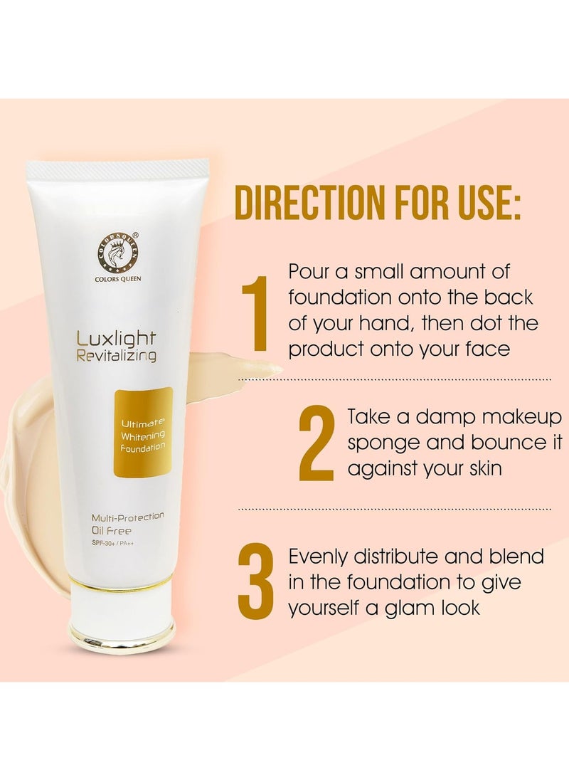 COLORS QUEEN luxlight Revitalizing Foundation Oil Free Multi Protection SPF30 PA Non Sticky Matte Finish Waterproof Long Lasting Beige  - Image 4