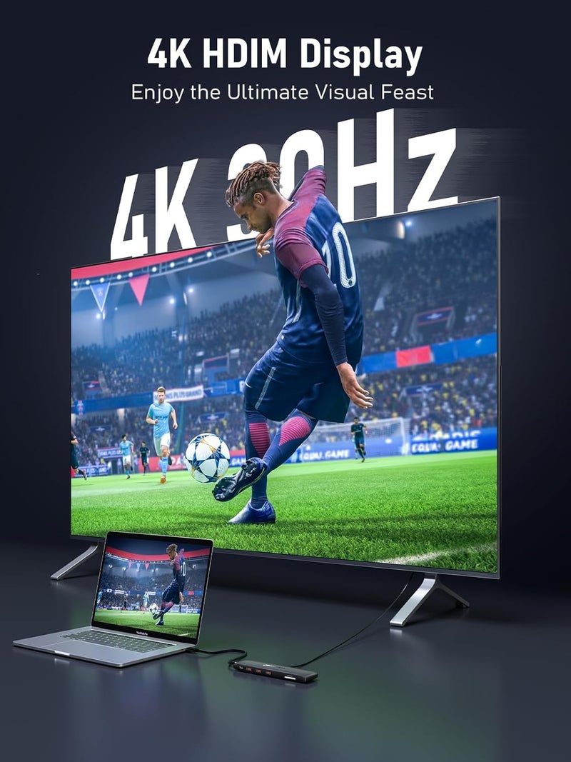 Lemorele محطة إرساء USB-C 12 في 1 تدعم الاتصال بشاشات مزدوجة/ثلاثية عبر 2×HDMI + VGA، 3×USB-A 3.2 Gen1، شحن PD بقوة 100 واط، فتحة بطاقة SD/TF، مناسبة لأجهزة Lenovo وSurface وMacBook - Image 4