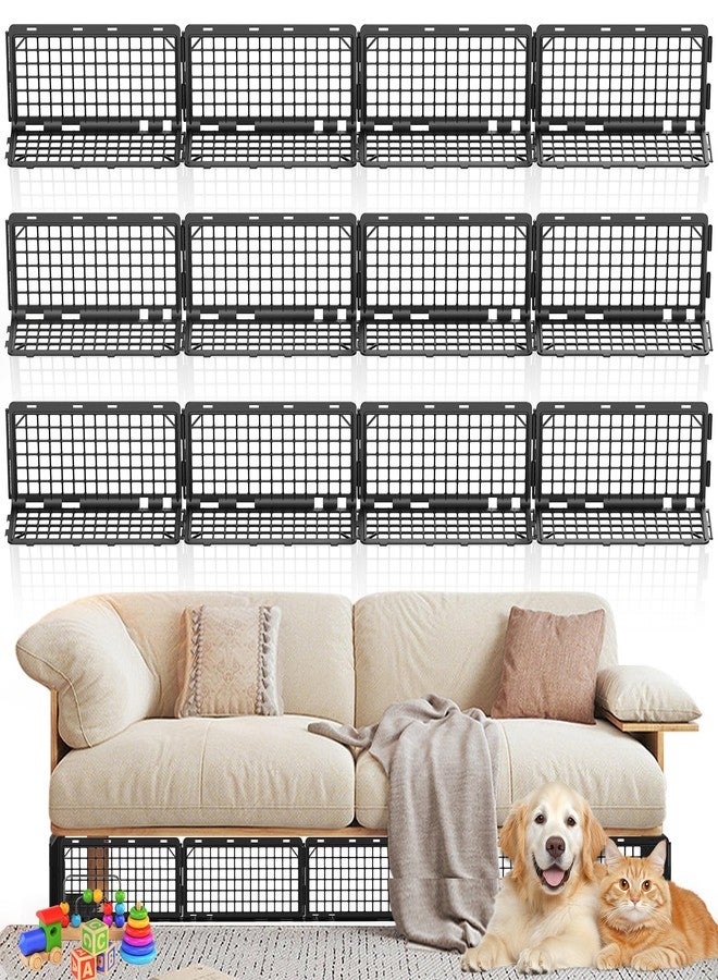 Abiglifty 12Pcs Under Couch Blocker,Under Bed Blocker for Pets,Adjustable Under Furniture Blocker with 30 Ties,Stop Cats & Dogs from Hiding Under Furniture (Black) - Image 1