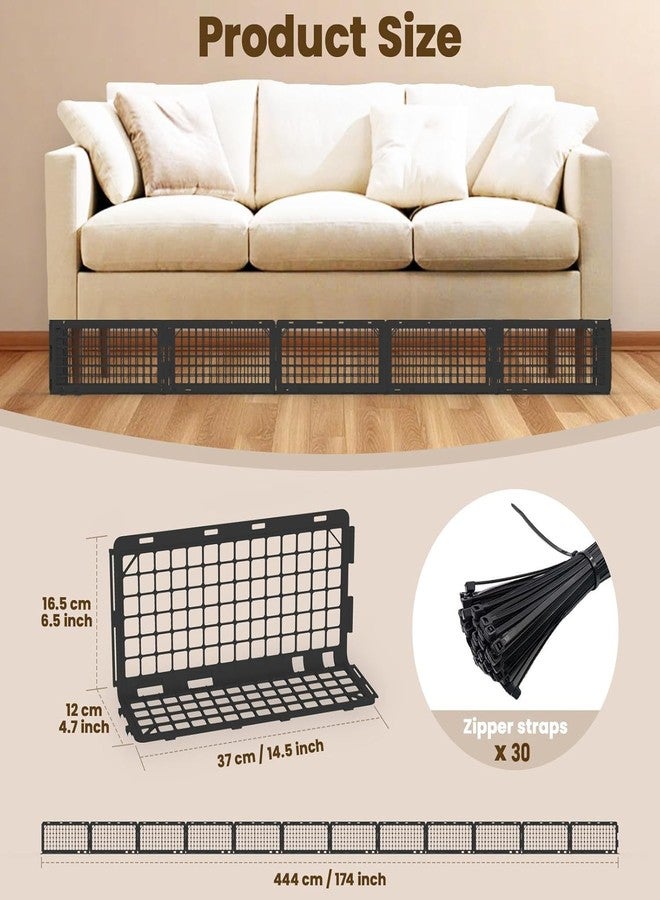 Abiglifty 12Pcs Under Couch Blocker,Under Bed Blocker for Pets,Adjustable Under Furniture Blocker with 30 Ties,Stop Cats & Dogs from Hiding Under Furniture (Black) - Image 2