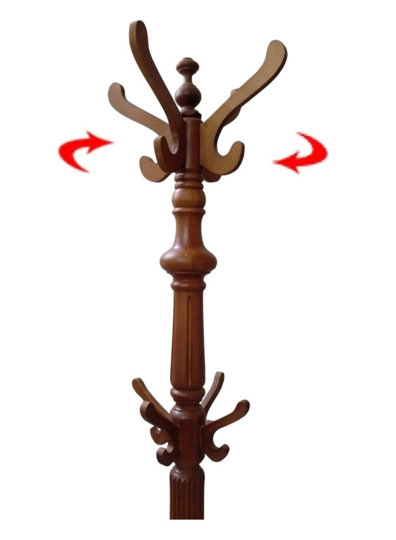 شماعة معاطف من الخشب الصلب برأس دوارة  - Image 2