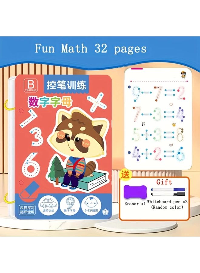 Pink Reusable Childrens Writing Book 32 Page Erasable Exercise Training Manual Ages 3 6 - Image 1