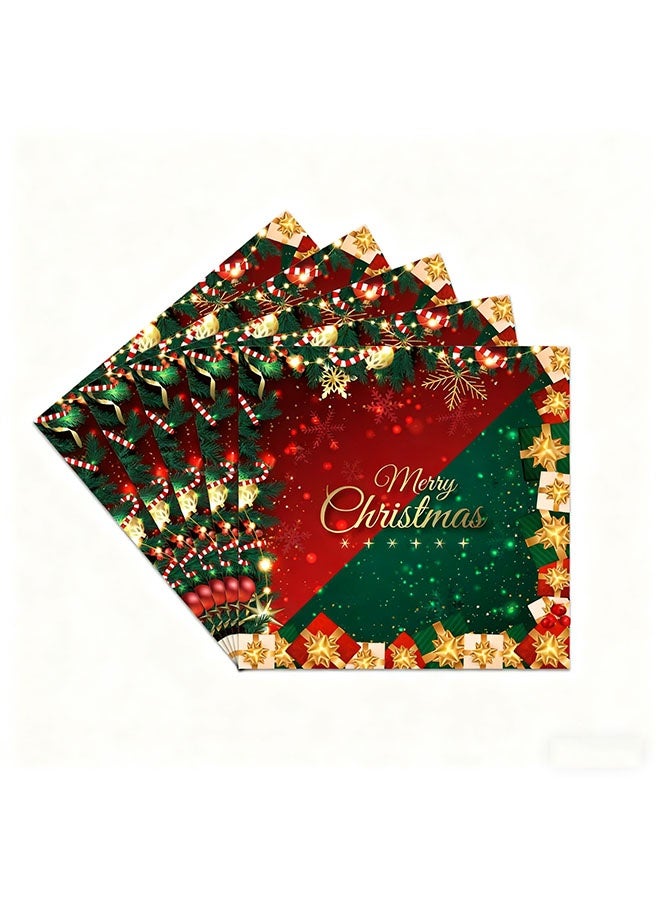 ZVEV Christmas Party Supplies Tableware Set Xmas Party Decoration Christmas Tree Paper Plates Napkins Green Tablecloths Merry Christmas Banner Holiday Disposable Dinnerware Serves 24 Guests - Image 5