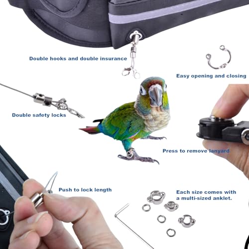 Lamiaraga Hands-Free Bird Harnesses Suitable for Cycling and Driving Outdoors and Belts self-retracting Fanny Pack Bird Leash suirtable for Parrots Conures Cockatiels - Image 4
