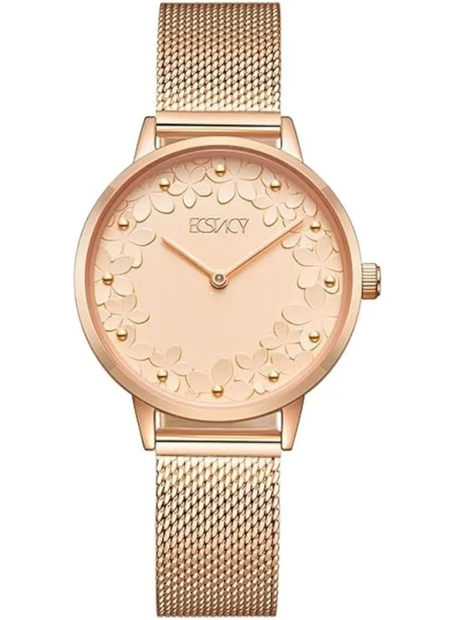 إكستاسي Women's VJ20 Movement Watch, Analog Display and Stainless Steel Strap - E23502-RMKK, Rose Gold