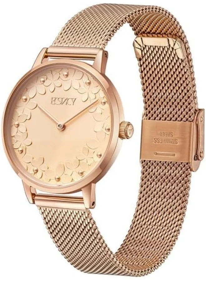إكستاسي Women's VJ20 Movement Watch, Analog Display and Stainless Steel Strap - E23502-RMKK, Rose Gold