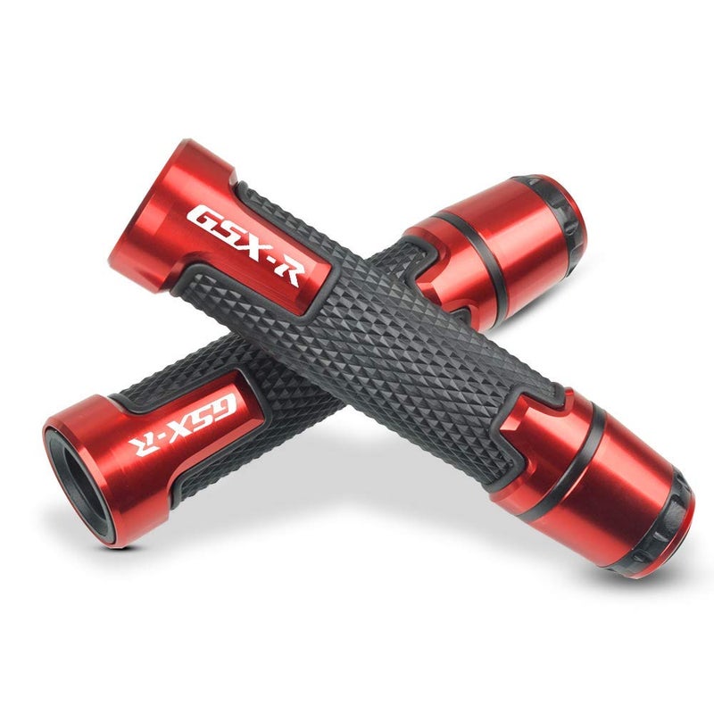 LANQIAN 7/8'' 22mm Motorcycle CNC Aluminum Powersports Handlebar Grips with Grip Ends for GSXR 125 250 300 600 750 1000 Red - Image 1