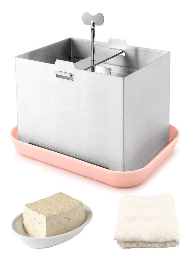 Restynic Stainless Steel Tofu Press & Paneer Maker with Presser Towel and Drip Tray for Homemade Tofu (6.3x4.72inch),Effortless Water Removal for Enhanced Texture & Flavor - Image 1