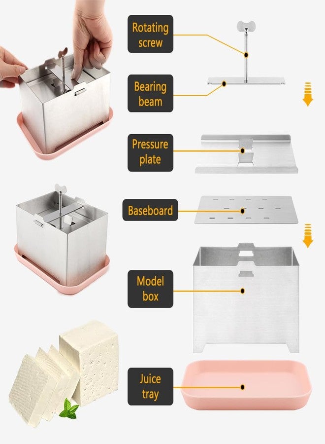 Restynic Stainless Steel Tofu Press & Paneer Maker with Presser Towel and Drip Tray for Homemade Tofu (6.3x4.72inch),Effortless Water Removal for Enhanced Texture & Flavor - Image 4