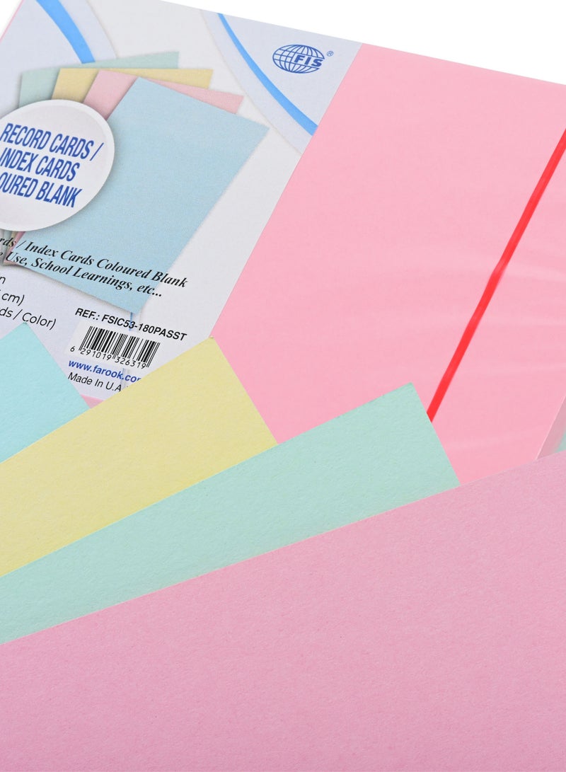 FIS Record/Index Cards, 2 Side Plain, Size 5X3"(12.7x7.62cm) 180gsm, 100 Sheets, Assorted Color-FSIC53-180PASST - Image 2