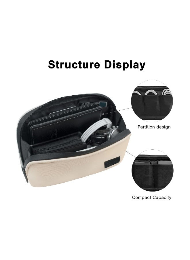 Electronics Organizer Travel Universal Cable Cord Organizer Bag Portable Waterprrof Leather Electronics Accessories Bag for Cable Charger Phone SD Card Business Travel - Image 2