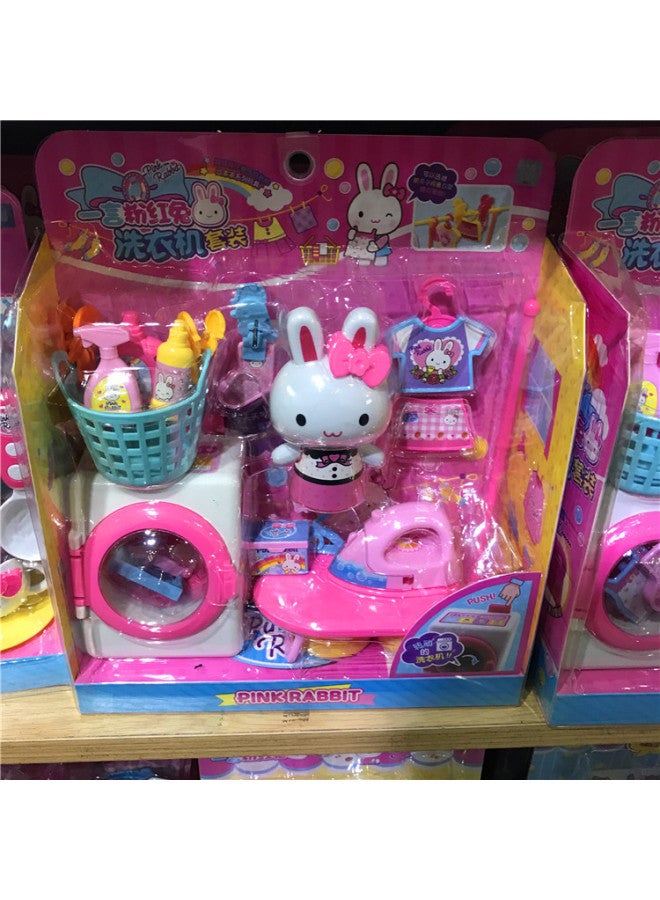 Yiyan Pink Rabbit Simulation Washing Machine Play House Toy Children Girl Girl Kitchen Teapot Educational Double Door-Color:YY37008 Rice Cooker - Image 3