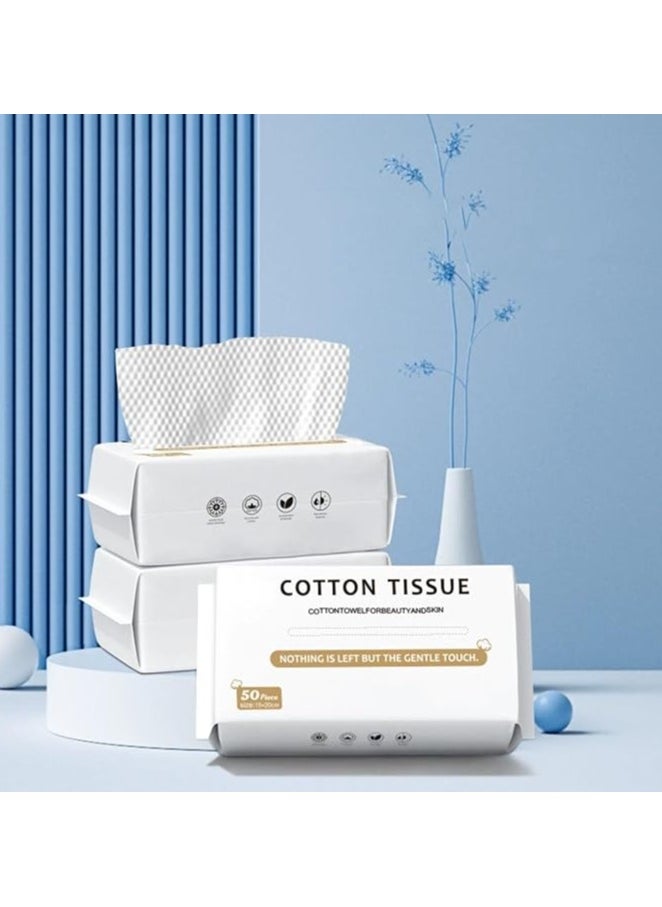SKY-TOUCH Clean Towels 100% Cotton, Disposable Face Towels, Women Soft Clean Cloths for Washing, Face Towelette Lint Free for Cleansing, Skincare and Makeup Remover, Dry Wipes, (1 Pack/50 count)  - Image 2