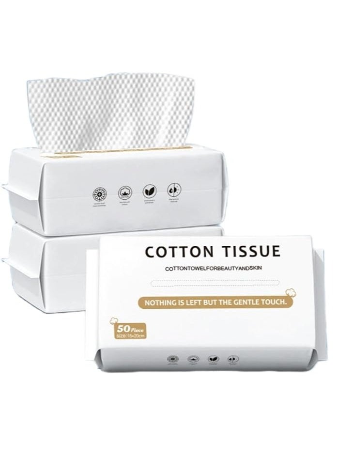 SKY-TOUCH Clean Towels 100% Cotton, Disposable Face Towels, Women Soft Clean Cloths for Washing, Face Towelette Lint Free for Cleansing, Skincare and Makeup Remover, Dry Wipes, (1 Pack/50 count)  - Image 1