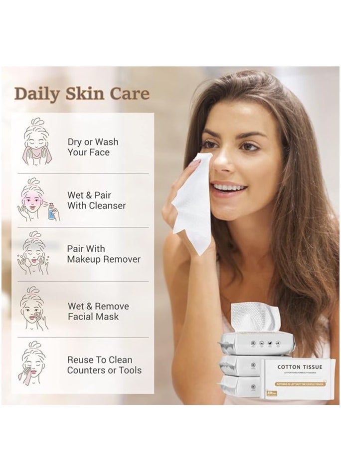 SKY-TOUCH Clean Towels 100% Cotton, Disposable Face Towels, Women Soft Clean Cloths for Washing, Face Towelette Lint Free for Cleansing, Skincare and Makeup Remover, Dry Wipes, (1 Pack/50 count)  - Image 3