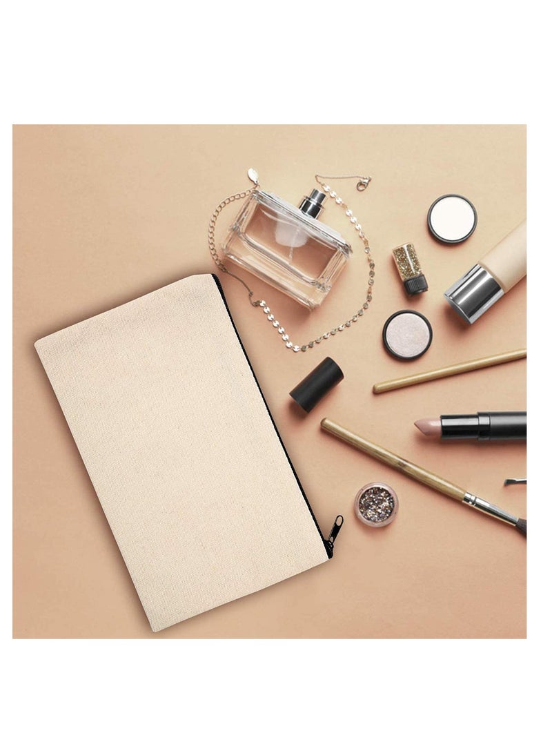 KASTWAVE Makeup Bag, Blank Makeup Bags for DIY Crafts, Canvas Pencil Pouch, lightweight, soft and durable Black Cotton Multipurpose Cosmetic Travel Toiletry Bag with Zipper Bulk 8.5 x 5.5 Inches - Image 4