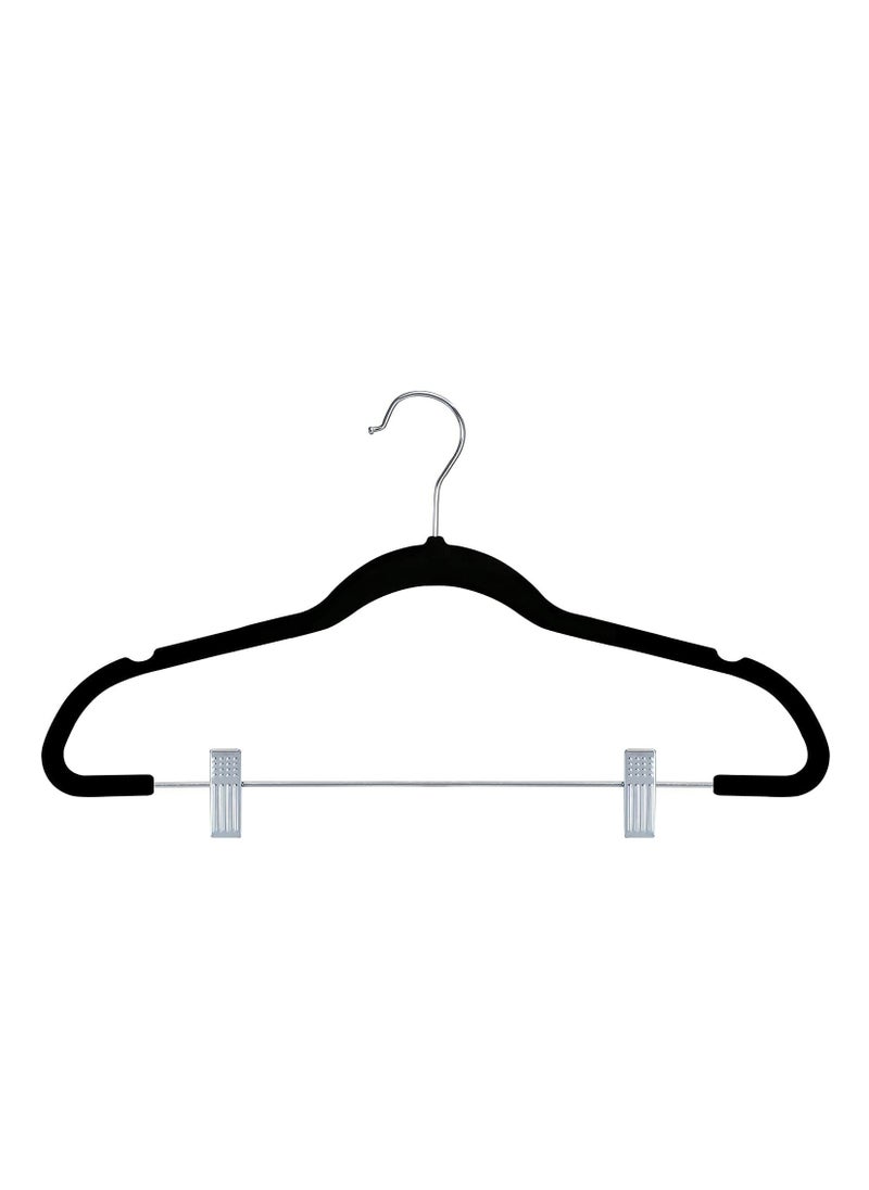 TYCOM Non-Slip Velvet Hangers - Suit Hangers (20 Pack) Ultra Thin Space Saving 360 Degree Swivel Hook Clothes Hangers Hold Up-to 10 Lbs, for Coats, Jackets, Pants, Dress Clothe- Metal CLip 20pcs Beige  - Image 2
