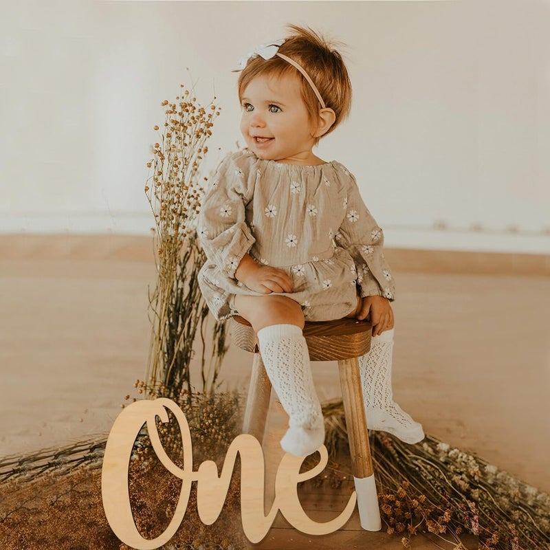 Curious Button Unfinished Wooden One Letter Banner Perfect for First Birthday Photo Shoots, Cake Smashes, Photo Props, Wooden One Letter Cutout for Boys or Girls (16IN) - Image 3