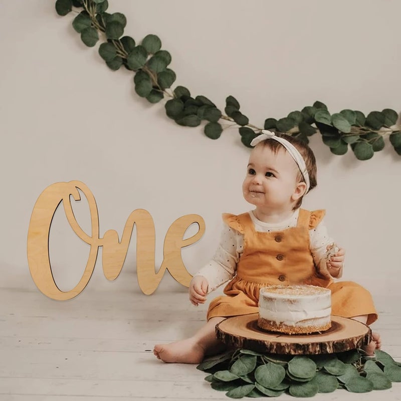Curious Button Unfinished Wooden One Letter Banner Perfect for First Birthday Photo Shoots, Cake Smashes, Photo Props, Wooden One Letter Cutout for Boys or Girls (16IN) - Image 4