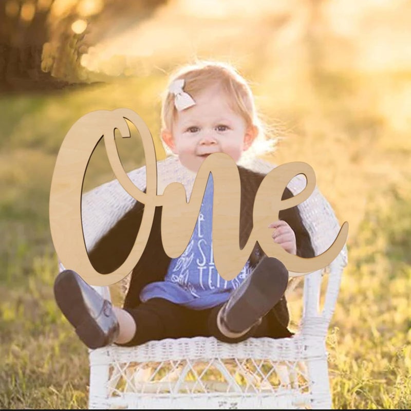 Curious Button Unfinished Wooden One Letter Banner Perfect for First Birthday Photo Shoots, Cake Smashes, Photo Props, Wooden One Letter Cutout for Boys or Girls (16IN) - Image 2
