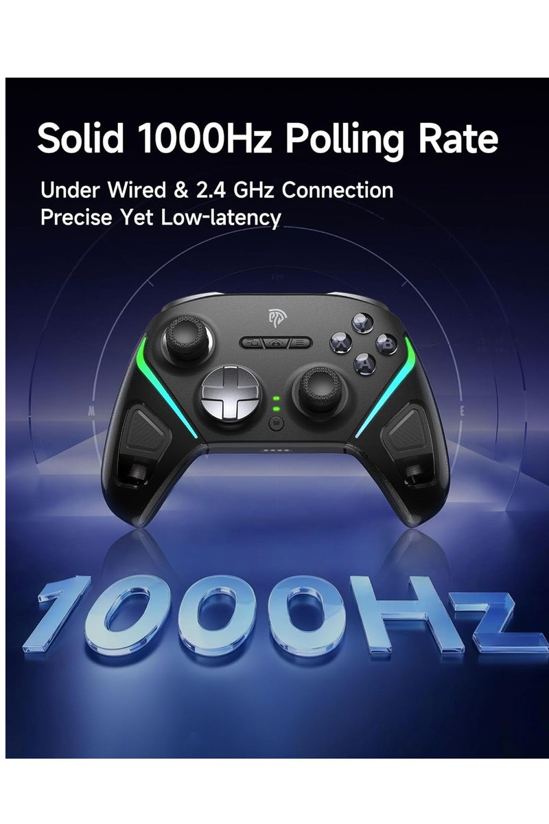 EasySMX D10 Wireless Gaming Controller – Bluetooth Gamepad with TMR Joysticks, Dual-Mode Triggers, Mechanical Buttons, 1000Hz Polling, RGB Lights – for PC, Switch, Android, iOS – with Charging Dock - Image 2