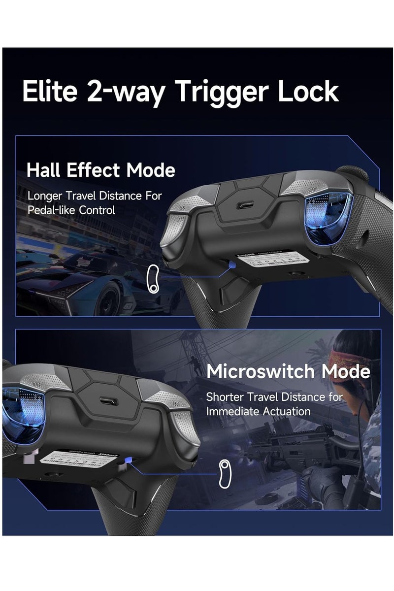 EasySMX D10 Wireless Gaming Controller – Bluetooth Gamepad with TMR Joysticks, Dual-Mode Triggers, Mechanical Buttons, 1000Hz Polling, RGB Lights – for PC, Switch, Android, iOS – with Charging Dock - Image 5