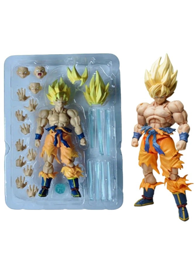 دراجون بول تمثال أكشن سوبر سايان من Dragon Ball بتأثيرات معركة ونقاط مفصلية مع أيادٍ ووجوه قابلة للتبديل قابل للتحصيل - Image 3