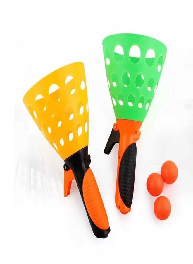Harshiv Click & Catch Twin Ball Game (Multicolour) - Fun Pop & Catch Toy for Kids | 2 Launchers & Balls | Indoor & Outdoor Sports Gift for Boys & Girls Ages 3+ - Image 1