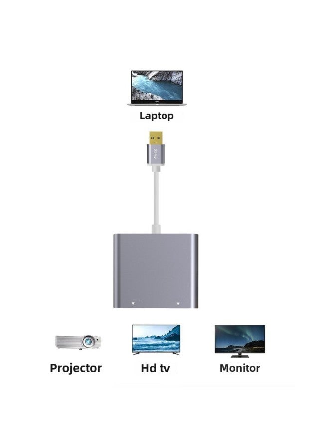 محول USB3.0 إلى Dual HDMI HD يمكن إرسال موسع USB على الشاشة بدقة 4K نيابةً عن عدد واحد من الواجهات: USB إلى Dual Hdmi فضي رمادي - Image 4