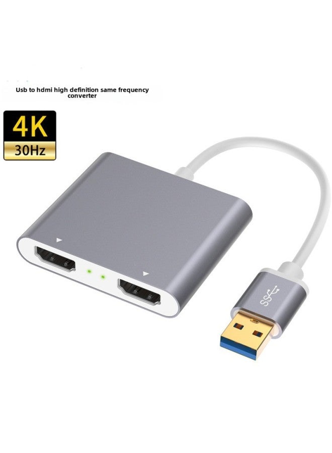 محول USB3.0 إلى Dual HDMI HD يمكن إرسال موسع USB على الشاشة بدقة 4K نيابةً عن عدد واحد من الواجهات: USB إلى Dual Hdmi فضي رمادي - Image 3
