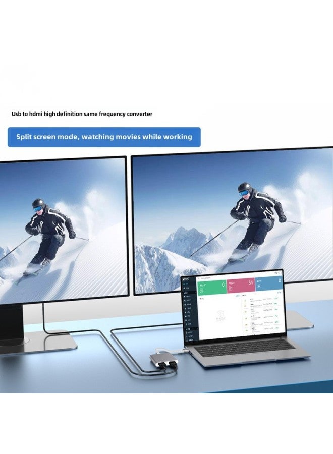 محول USB3.0 إلى Dual HDMI HD يمكن إرسال موسع USB على الشاشة بدقة 4K نيابةً عن عدد واحد من الواجهات: USB إلى Dual Hdmi فضي رمادي - Image 5