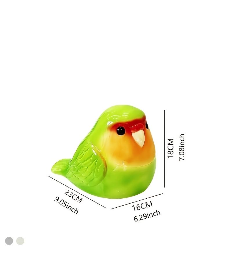 Green Parrot Ceramic Tissue Box Large Capacity Decorative Holder for Home Cafe Party - Image 3