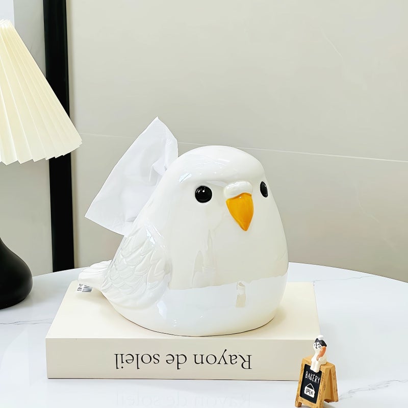 Green Parrot Ceramic Tissue Box Large Capacity Decorative Holder for Home Cafe Party - Image 5