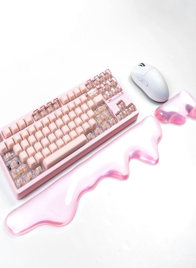 Sumgsn Ergonomic Gel Wrist Rest for Keyboard and Mouse, Pink Wrist Rest Set, Cute Wrist Rest for Computer Keyboard 60%/68%/75%,Comfort & Support for Typing and Gaming - Image 1